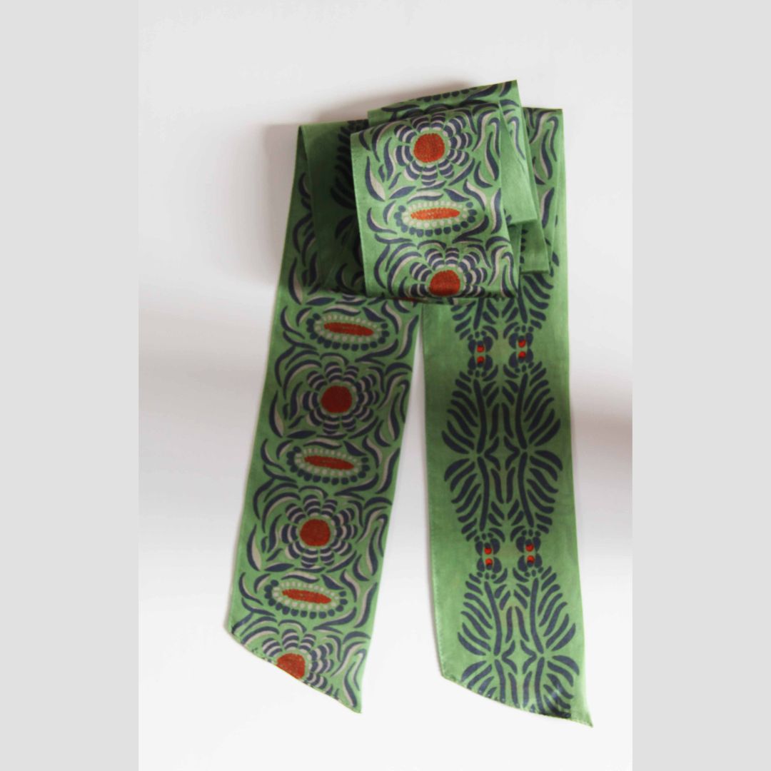 Les Belles Vagabondes Silk Twilly Camelia Kaki