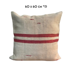 kilim cushion 60x60cm Turkey kelim kussen groot natural red stripes