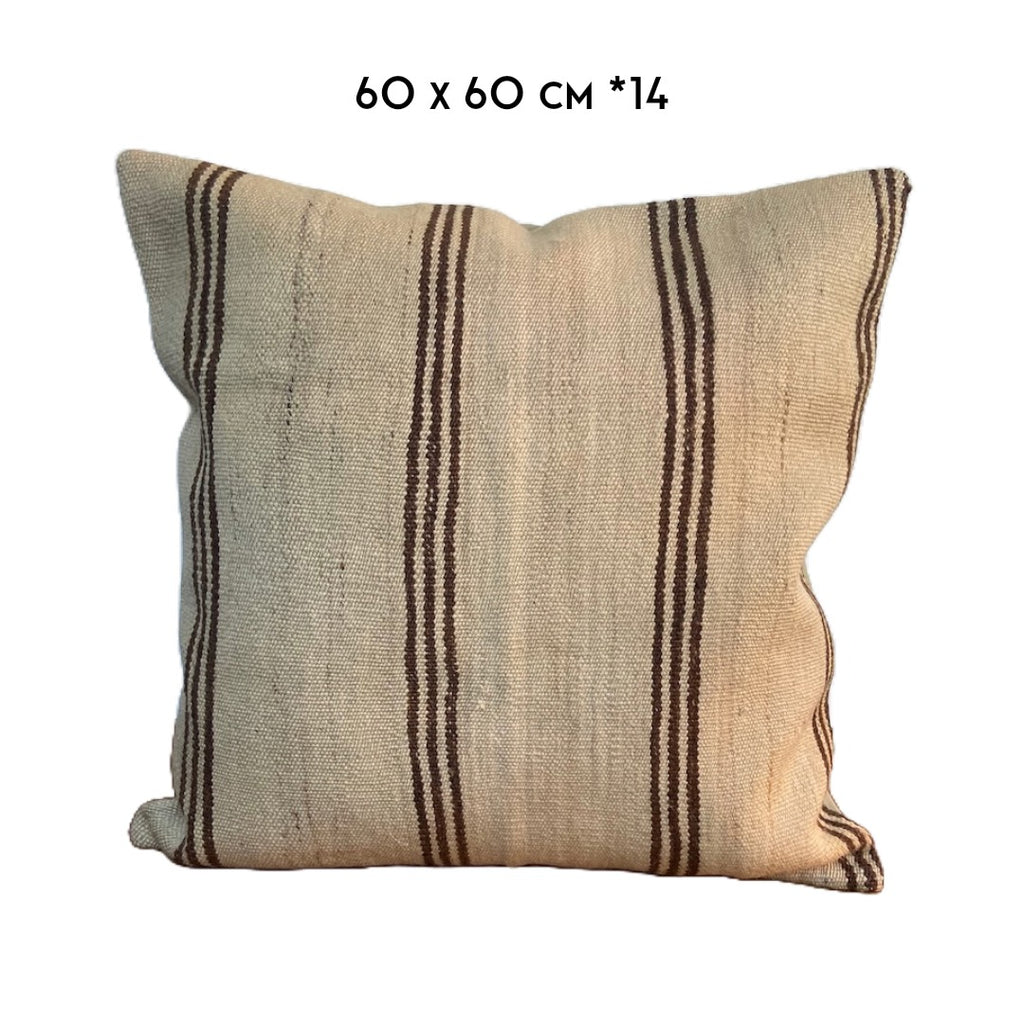 kilim cushion 60x60cm Turkey kelim kussen groot natural brown stripes