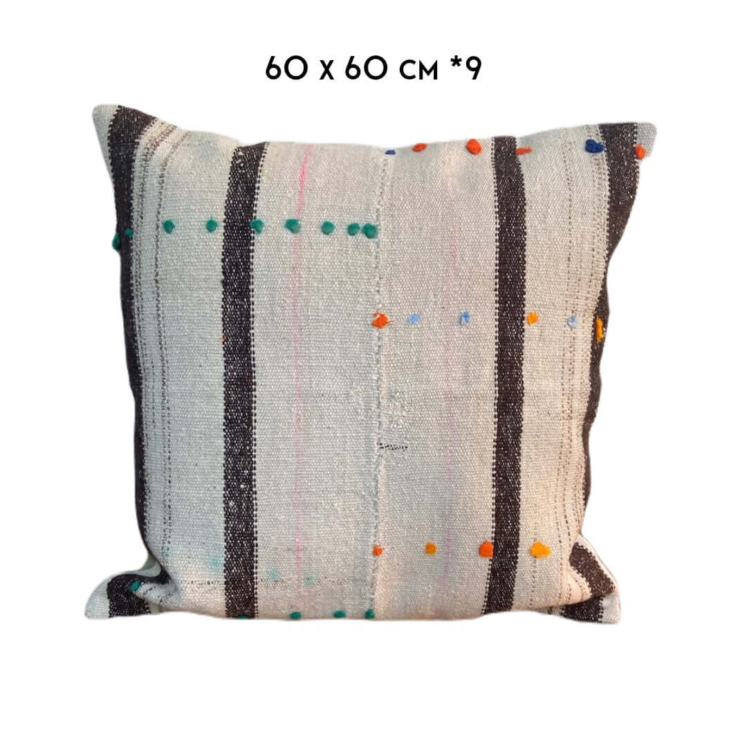 Nadia Dafri vintage kilim cushion kelim pillow 60x60 white black