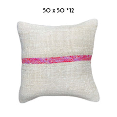 vintage hemp cushion 50x50cm Turkey pink stripe