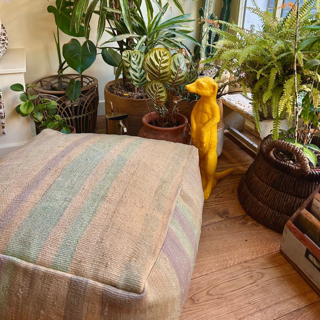 vintage kilim pouf Turkey handmade 60cm