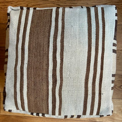 vintage kilim pouf 60x60cm brown stripes