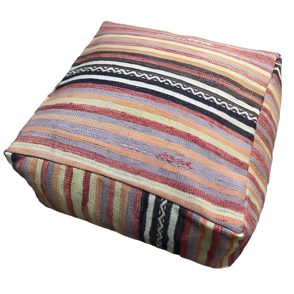 vintage Kilim Pouf einzigartig handgefertigt Türkei gestreift