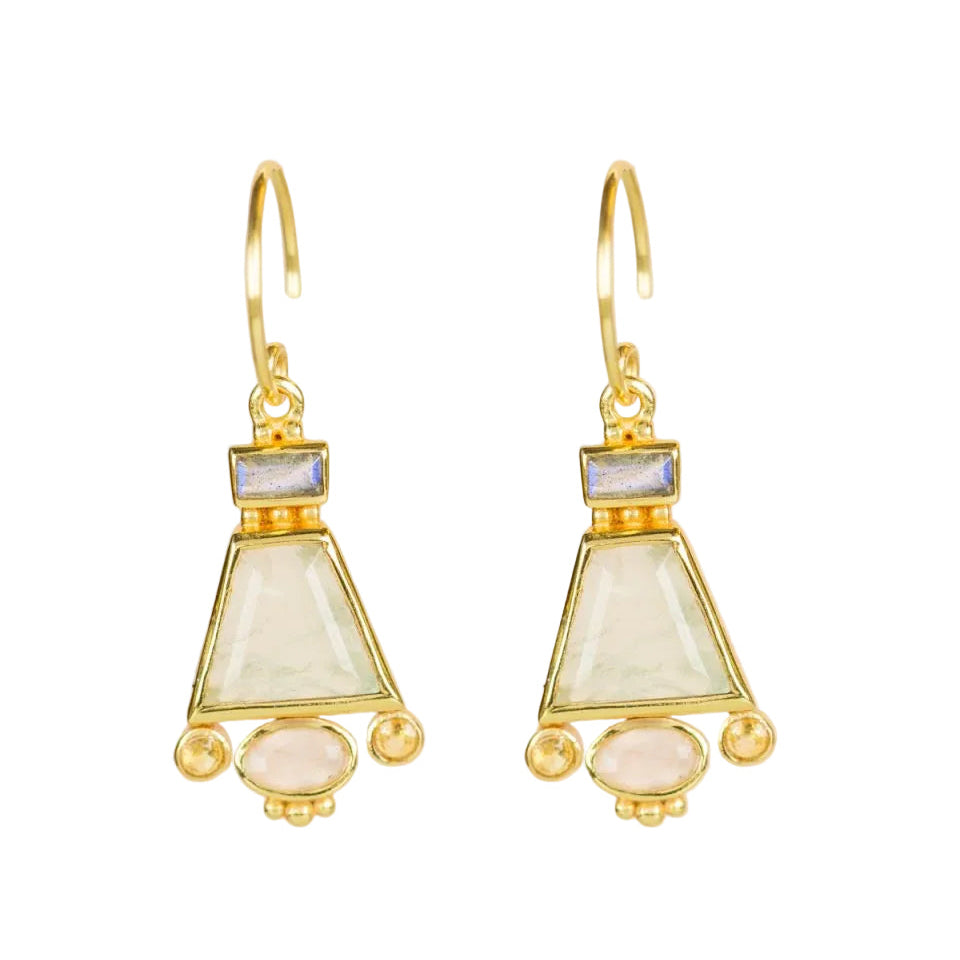 Gold earrings with triangular gemstones Muja Juma