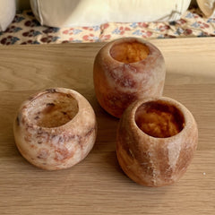candle holder wax alabaster terra