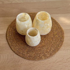 candle holder wax alabaster beige