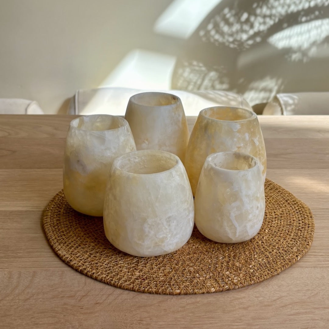 candle holder wax alabaster beige
