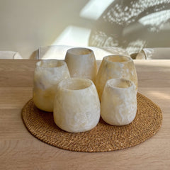 candle holder wax alabaster beige
