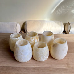 candle holder wax alabaster beige