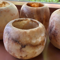 candle holder wax alabaster terra