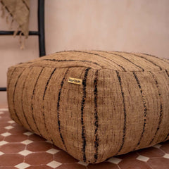 Bazar Bizar Oh My Gee cotton pouf pouffe brown black stripes bruine poef katoen zwarte strepen