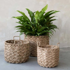 Hoi An basket seagrass Bazar Bizar natural m zeegras mand opbergmand naturel stapelbaar plantenpot