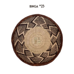 Gone Arty Binga basket binga manden handgemaakt fair trade Zimbabwe mand muurmanden ronde mand bruin plat