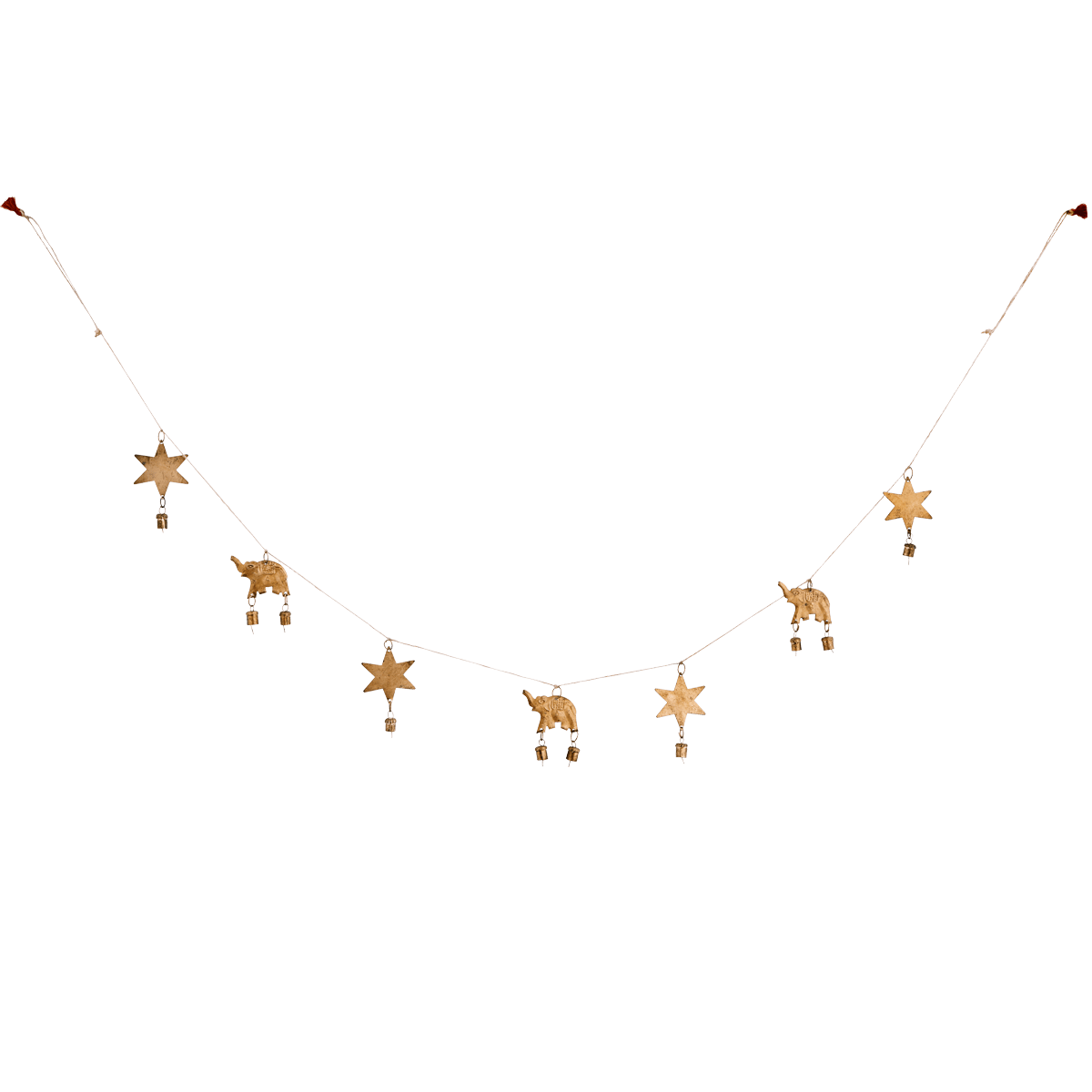 Recycled Iron Garland with Elephants, Stars and Bells