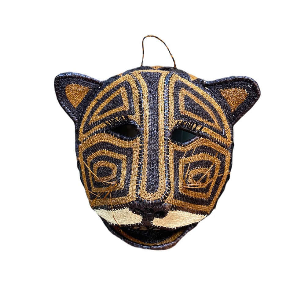 fairtrade tribal art mask Ethic et Tropic tiger cat brown animal head