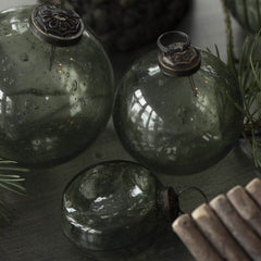 Green pebbled glass ornaments Ib Laursen Online