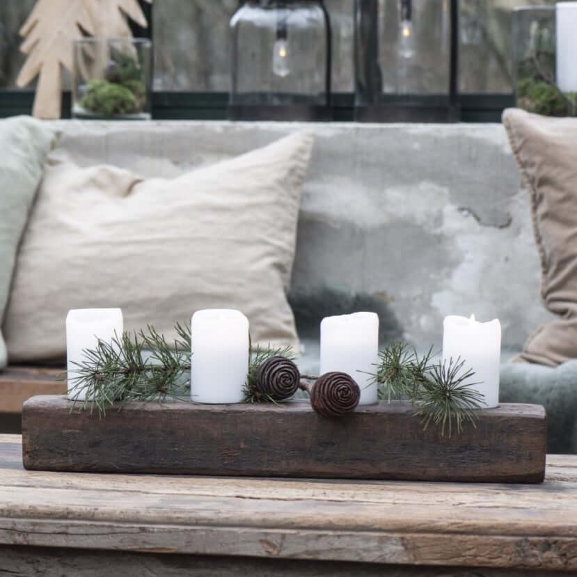 houten kandelaar 4 blokkaarsen kerstdecoratie tafelversiering Ib Laursen 2384-00
