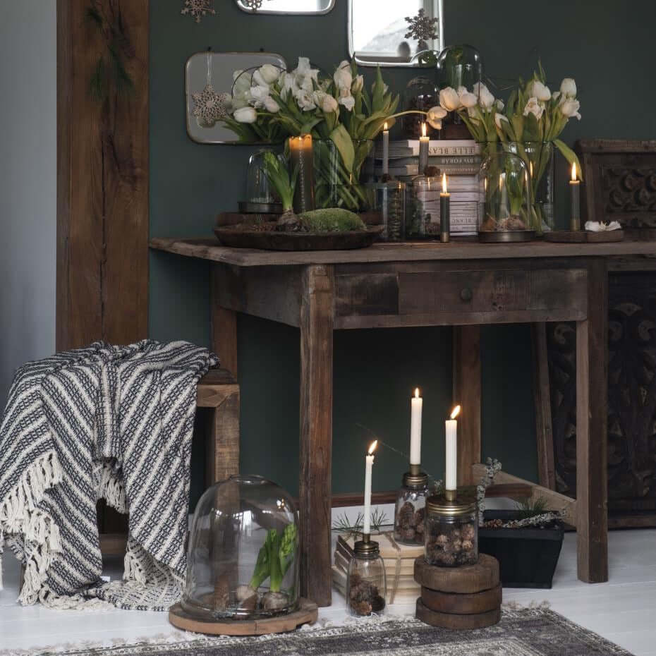 glass candle holder brass metal lid low Ib Laursen glazen pot kandelaar metalen deksel goudkleurig