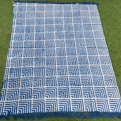 Indigo Rug Blue Carpet Blokdruk Kleed Blauw Kleedje Handgeknoopt