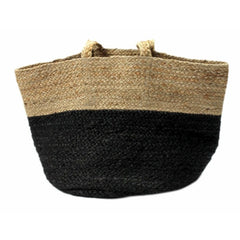 Jute Basket Black Natural Zwarte jute tas gestreept