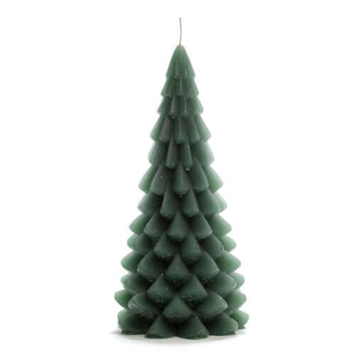 kerstboom kaars Rustik Lys groen donkergroen Forest Christmas tree candle sculpture