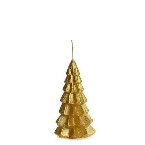 Christmas Tree Sculpture Candle Gold