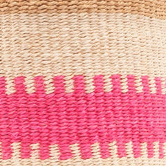 Kuzuia fluoro pink natural woven storage basket striped The Basket Room