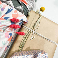 La La Fete sustainable gift wrap cloth bloemen gift duurzaam inpakpapier katoen Lila snijbloemen flowers