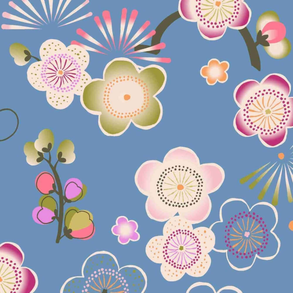 La La Fete inpakdoek Tokyo confetti blauw 70cm inpakken cadeau geschenk doek