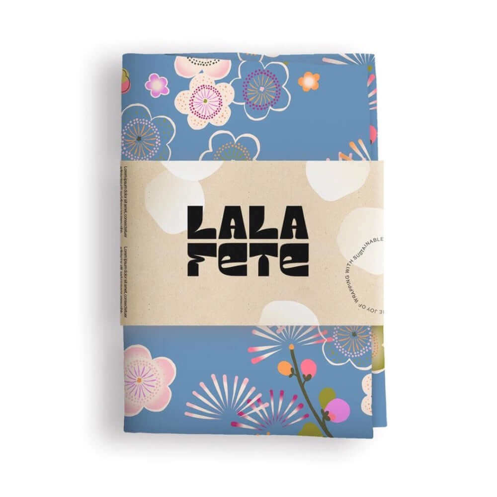 la La Fete geschenkdoek inpakken duurzaam doek inpakdoek textiel cadeau geschenk Tokyo blauw 70cm