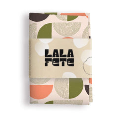 La La Fete sustainable gift wrap cloth green circles gift duurzaam inpakpapier katoen groene cirkels