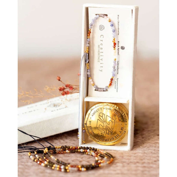 bracelet obsedian black beads gem gold plated friendships jewellery gift box Muja Juma