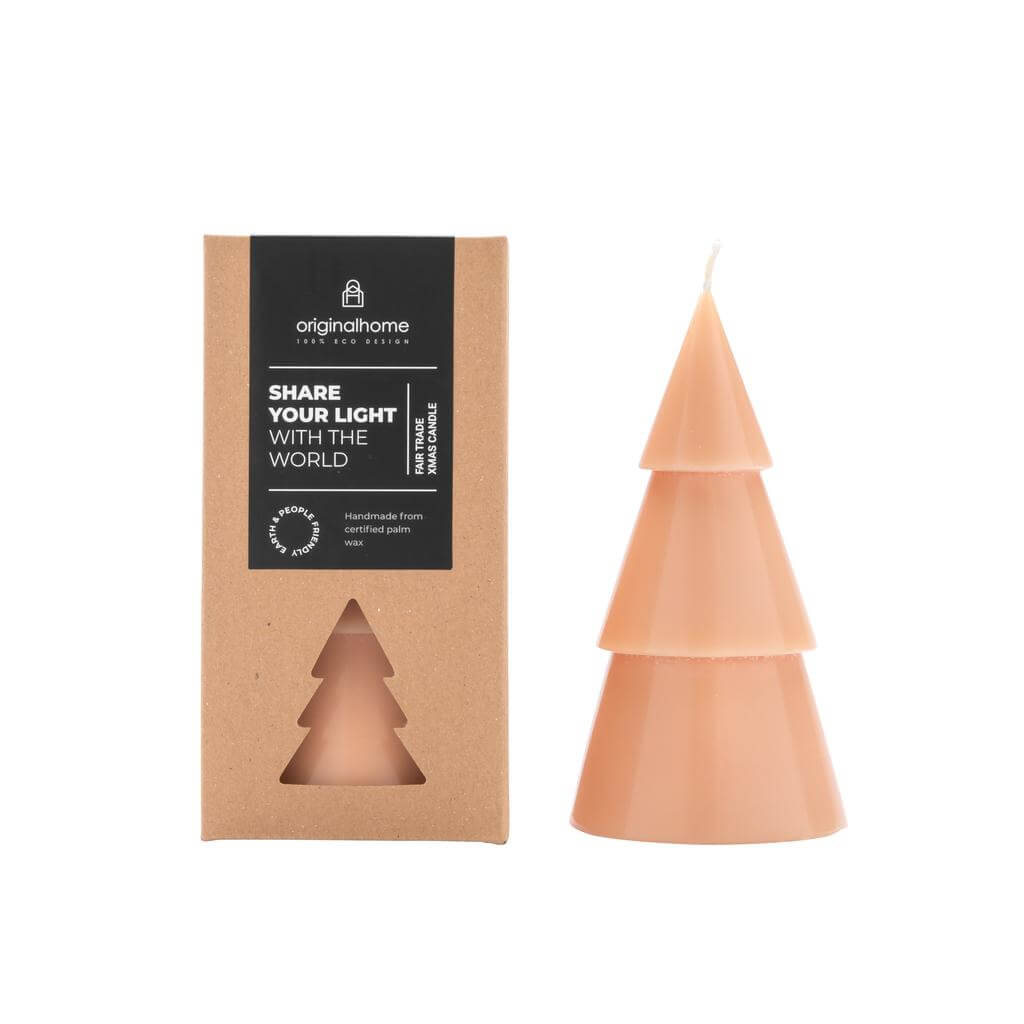 Original Home Xmas candles fair trade eco-friendly kerstboomkaars eco kerstboom kaarsen kerst peach L roze oranje groot