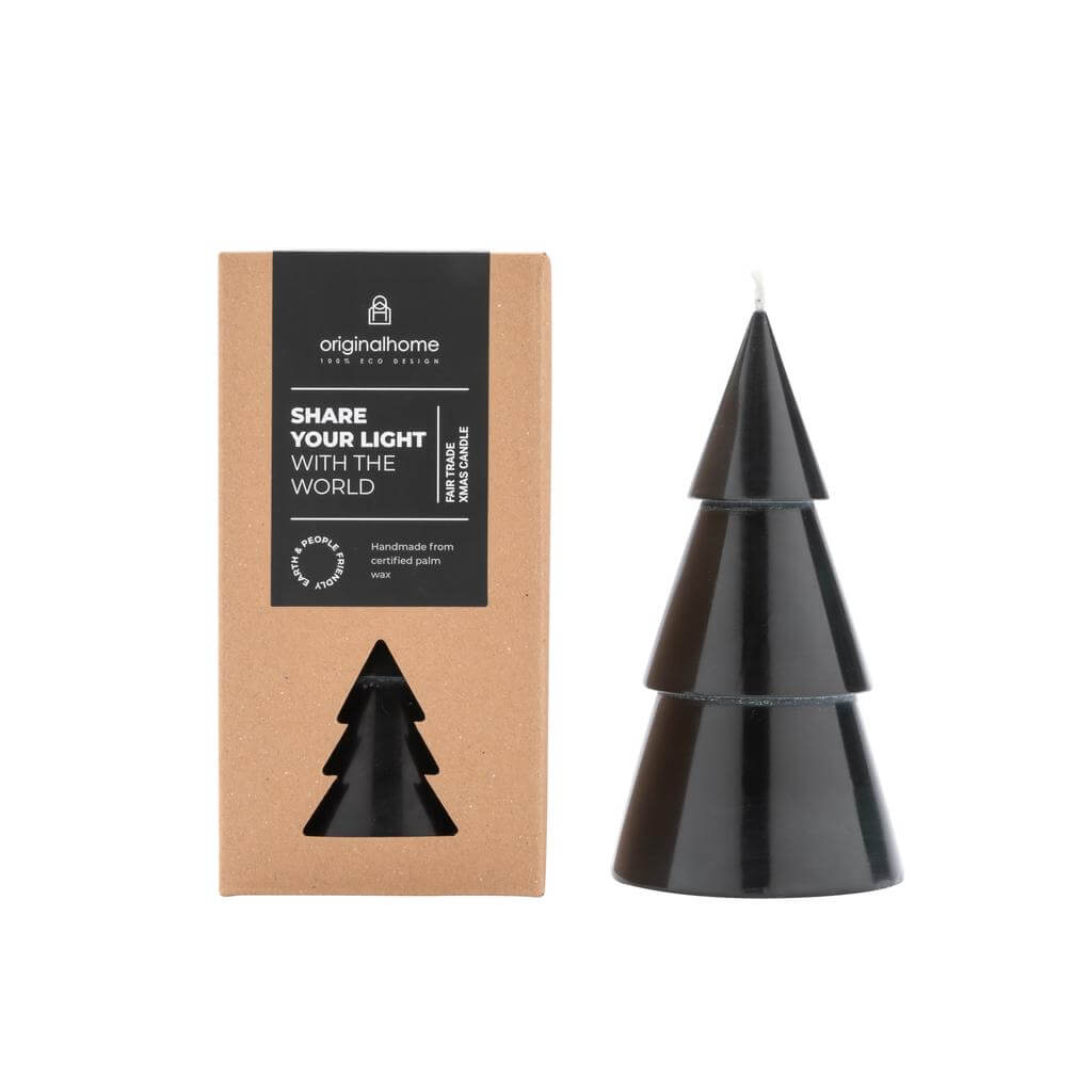 Original Home Xmas candles fair trade eco-friendly kerstboomkaars eco kerstboom kaarsen kerst black L zwart groot