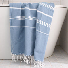 Ottomania hammam towel XL 220x160 jeans blue hammamdoek groot blauw