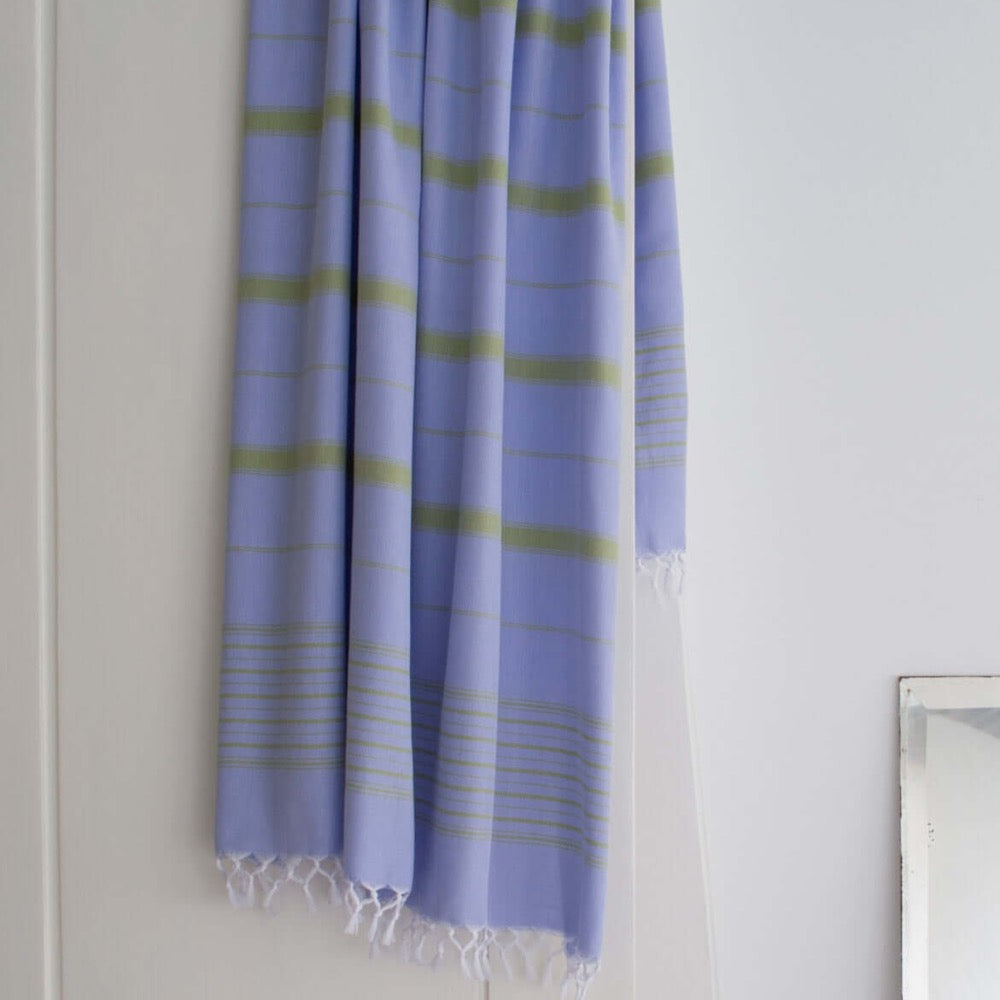 hamamdoek reishanddoek strandhanddoek handdoek licht dun paars groen lavendel sauna sarong