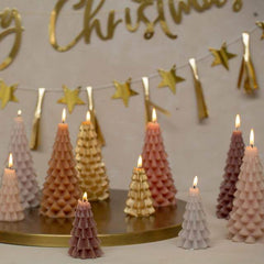 Rustik Lys kerstboom kaarsen kerstboomkaars goud roze bruin caramel groen