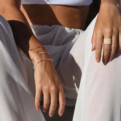 Sidai Designs wide woven ring beaded cream pearl gold geweven ring kralen creme goud