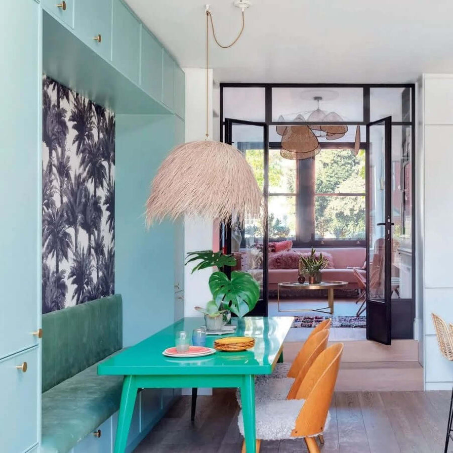Souk-in-the-City-Palmenlampe-Fransen-Haar-Lampenschirm-Boho-Stil-Haar-Marokko