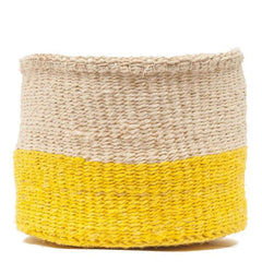The Basket Room Alizeti colourblock woven basket yellow white mand geel wit fairtrade sisal