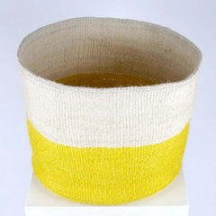 Colourblock basket yellow white XL plantenpot mand geel wit The Basket Room Kenia