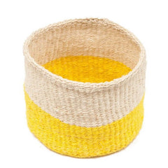 The Basket Room Alizeti colourblock woven basket yellow white mand geel wit fairtrade sisal