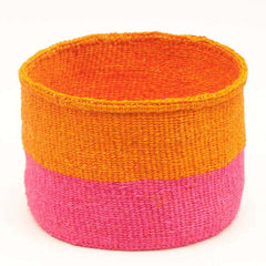 The Basket Room Kali colourblock neon pink orange roze oranje mand sisal fair handgemaakt Kenya