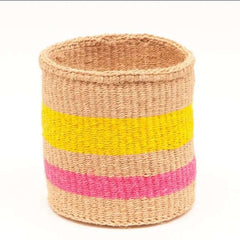 the Basket Room Fluoro pink yellow striped storage basket opbergmand roze geel fairtrade
