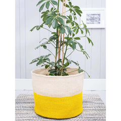 the Basket Room yellow white XL basket ALIZETI geel wit mand groot plantenpot