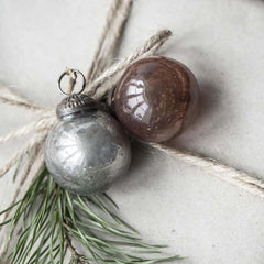 Bag w/8 same Christmas mini ornaments Ib Laursen pebbled glass glazen kerstballetjes mini kerstballen