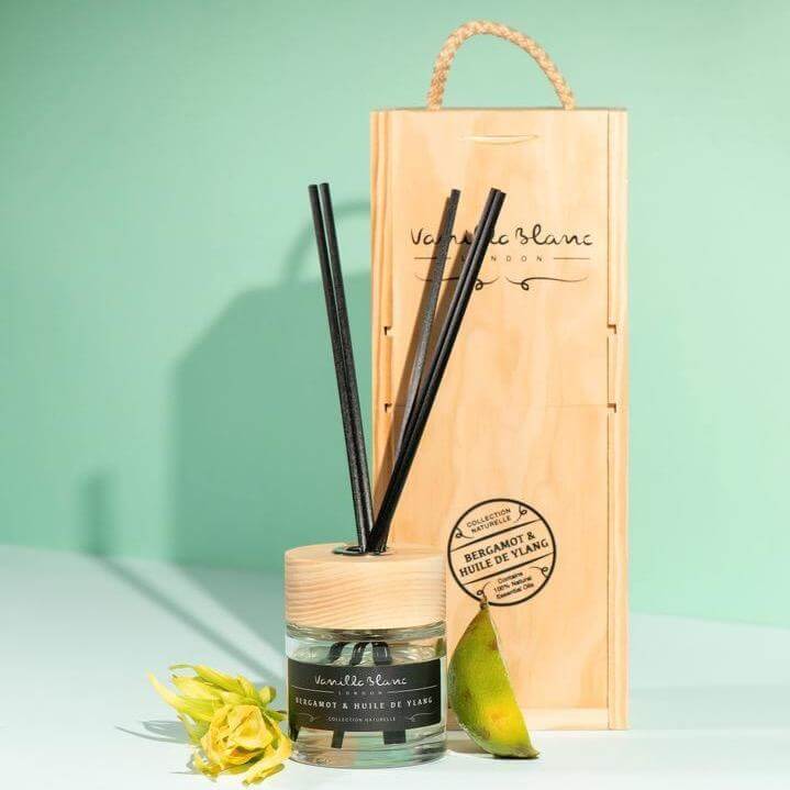 Vanilla Blanc Reed Diffuser Gift Set Bergamot Huile Ylang