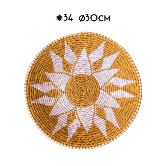 round wall basket yellow white handmade baskets Africa Zimbabwe Gone Arty 30 cm 
