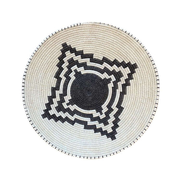 Zienzele Foundation wall baskets large 35 -40 cm white black round basket fairtrade Gone Arty